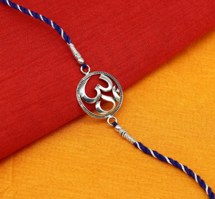 TRIBAL ORNAMENTS Bracelets Pure 925 sterling silver handmade OM design Rakhi Bracelet amazing stylish gift for Rakshabandhan rk20