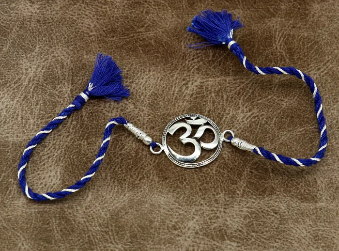 TRIBAL ORNAMENTS Bracelets Pure 925 sterling silver handmade OM design Rakhi Bracelet amazing stylish gift for Rakshabandhan rk20
