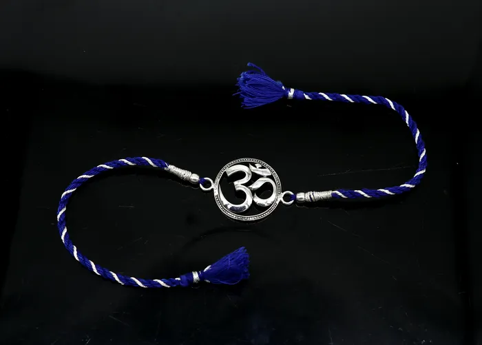 TRIBAL ORNAMENTS Bracelets Pure 925 sterling silver handmade OM design Rakhi Bracelet amazing stylish gift for Rakshabandhan rk20