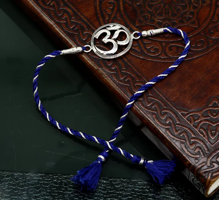 TRIBAL ORNAMENTS Bracelets Pure 925 sterling silver handmade OM design Rakhi Bracelet amazing stylish gift for Rakshabandhan rk20