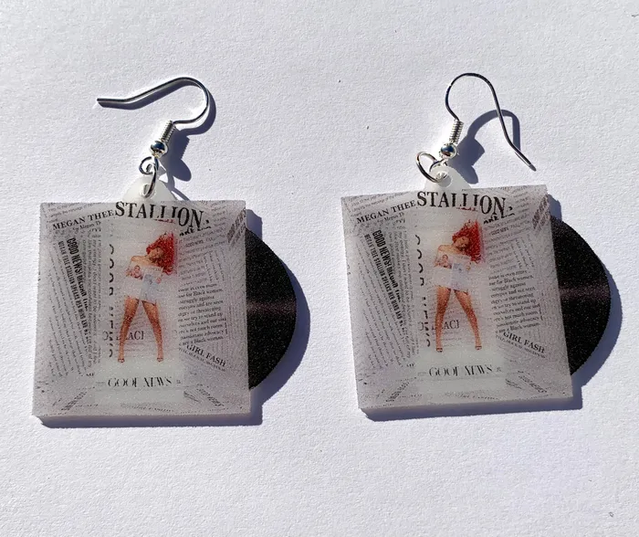 READY TO SHIP Megan Thee Stallion Good News Vinyl Album Handmade Earrings Sam Makes Things Earrings
