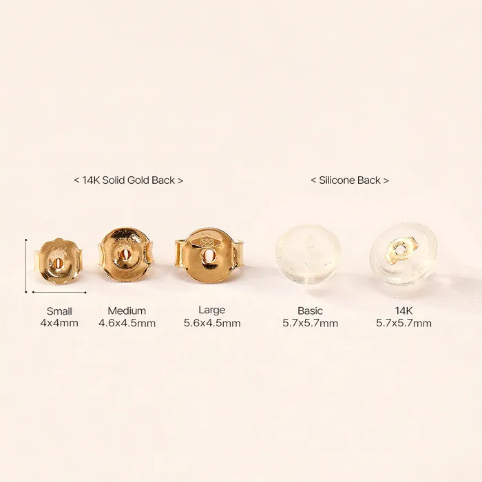 14K Gold Solid and Silicone earring backs MinimalBijoux Earrings