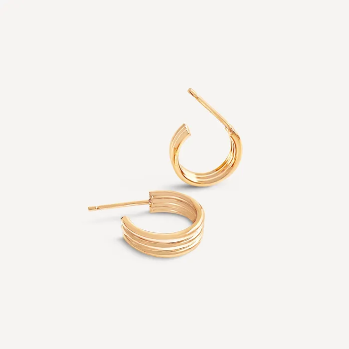 Sheena Marshall Earrings Triple Hoop Earrings Gold Fill
