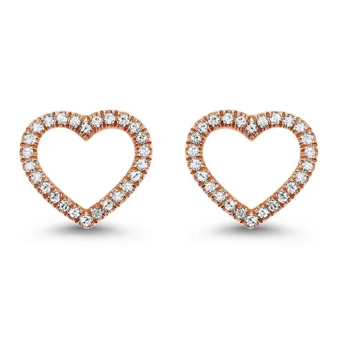 Gems One 14K Rose Gold Heart Shaped Diamond Earrings Earrings