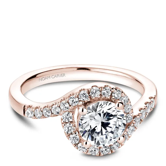 Rings International Diamond Center Noam Carver Rose Gold Curved Halo Diamond Engagement Ring Setting 040 CTW