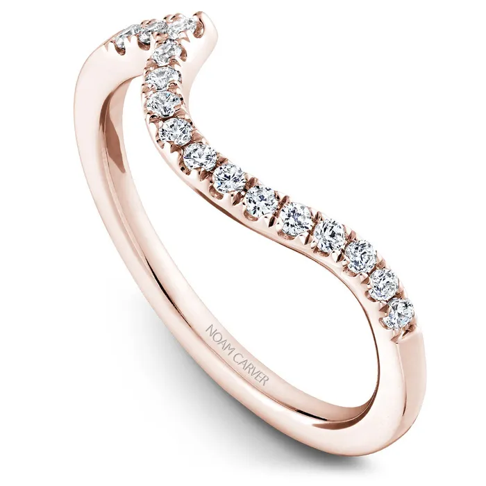 Rings International Diamond Center Noam Carver Rose Gold Curved Halo Diamond Engagement Ring Setting 040 CTW