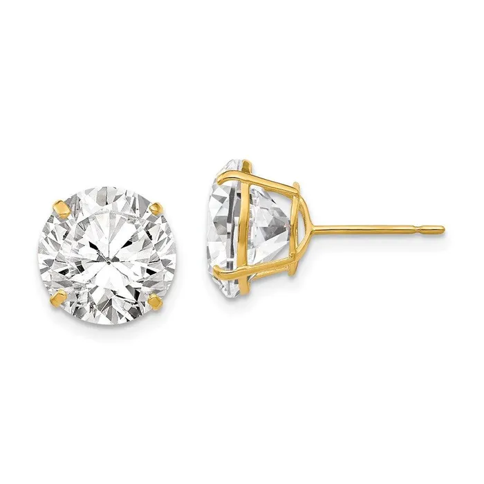 14k 10mm Round CZ Post Earrings Jewelry Earrings
