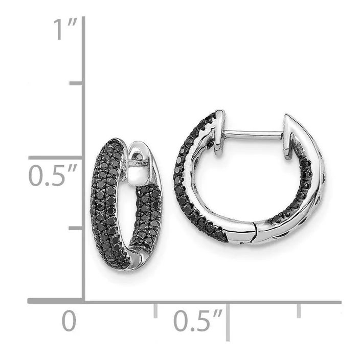 14k White Gold Black Diamond Hinged Hoop Earrings Jewelry Earrings 14k White Gold Black Diamond Hinged Hoop Earrings Jewelry Earrings