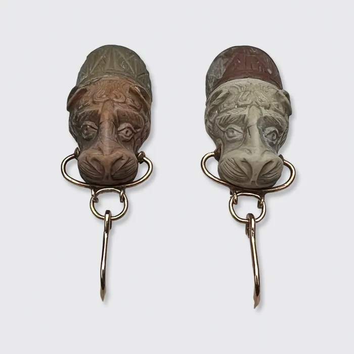 21stfinds Earrings Carved Lava Stone Lion Earrings 21stfinds Earrings Carved Lava Stone Lion Earrings