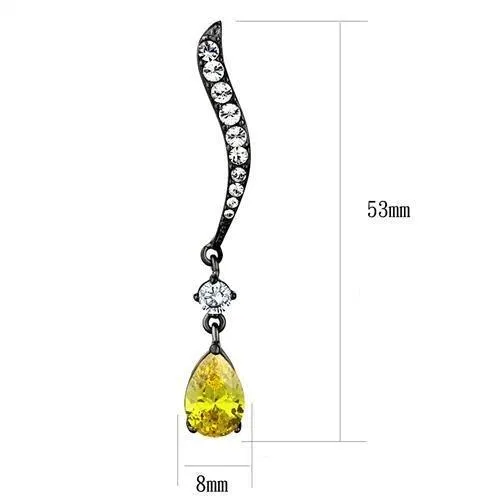 Alamode Earrings TK2631 IP Light Black IP Gun Stainless Steel Earrings with AAA Grade CZ in Topaz
