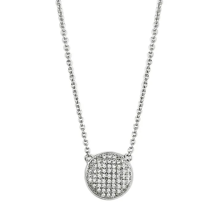 Alamode Necklaces 3W437 Rhodium Brass Necklace with AAA Grade CZ in Clear