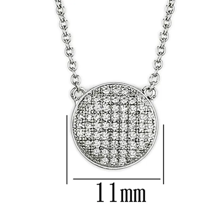 Alamode Necklaces 3W437 Rhodium Brass Necklace with AAA Grade CZ in Clear