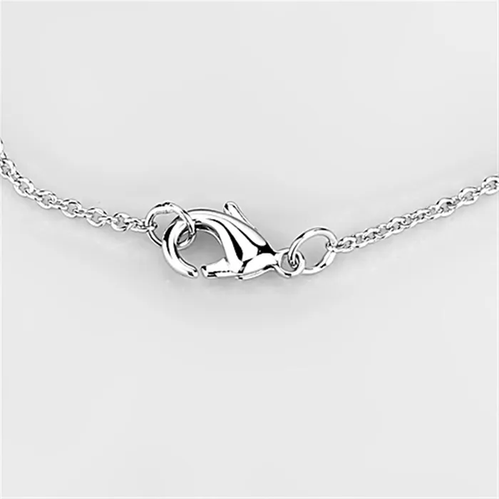 Alamode Necklaces 3W437 Rhodium Brass Necklace with AAA Grade CZ in Clear