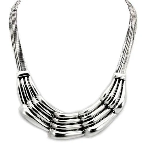 Alamode Necklaces LO1886 Antique Silver White Metal Necklace with No Stone