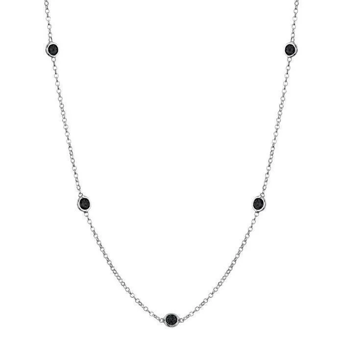 Black Diamond Station Necklace deBebians Necklaces