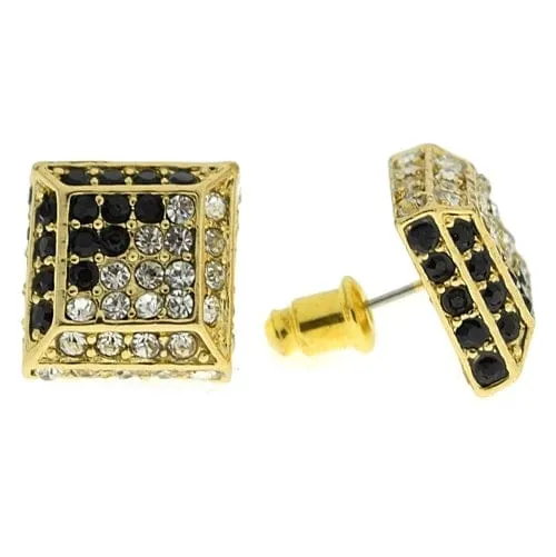 Bling Cartel Admin 14K Gold Plated Pyramid Black Bling Earrings Earrings