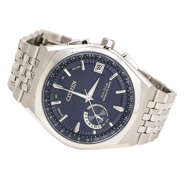 Bracelets Citizen Citizen CC302057L Mens Satellite Wave World Time GPS Blue Dial Steel Bracelet Watch