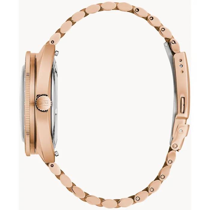 Bulova Mens Watch Oceanographer Automatic Black Dial Rose Gold Bracelet 97B215 Bulova Bracelets