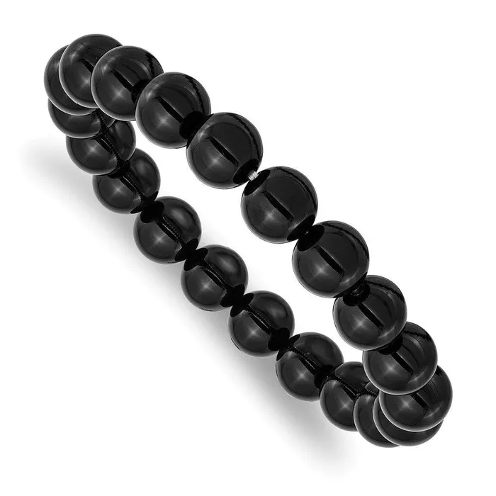 Chisel Bracelets Black Agate Beaded Stretch Bracelet