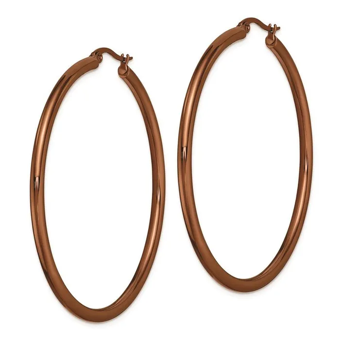 Chisel Earrings Stainless Steel Brown IP Plated Round Hoop Earrings Chisel Earrings Stainless Steel Brown IP Plated Round Hoop Earrings