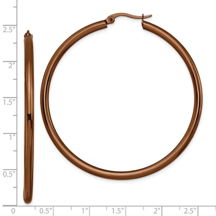 Chisel Earrings Stainless Steel Brown IP Plated Round Hoop Earrings Chisel Earrings Stainless Steel Brown IP Plated Round Hoop Earrings