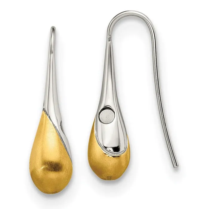 Chisel Earrings Stainless Steel Brushed Polished Yellow IP Magnetic Shepherd Hook Earring Chisel Earrings Stainless Steel Brushed Polished Yellow IP Magnetic Shepherd Hook Earring
