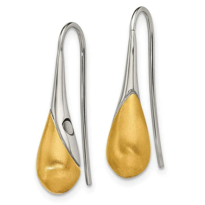 Chisel Earrings Stainless Steel Brushed Polished Yellow IP Magnetic Shepherd Hook Earring Chisel Earrings Stainless Steel Brushed Polished Yellow IP Magnetic Shepherd Hook Earring