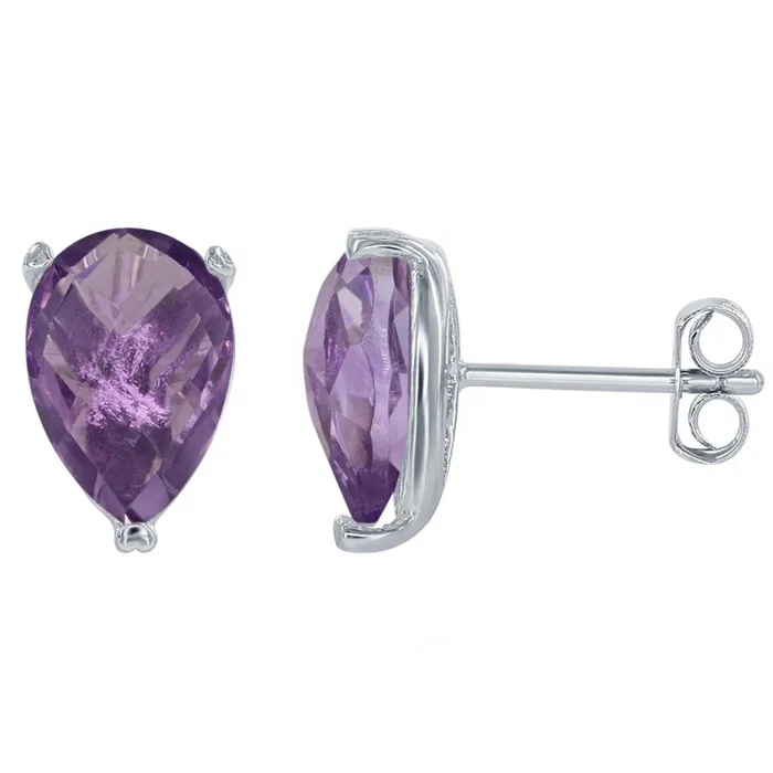 Classic Earrings Classic Womens Earrings Sterling Silver Teardrop Amethyst Gemstone D5658 Classic Earrings Classic Womens Earrings Sterling Silver Teardrop Amethyst Gemstone D5658