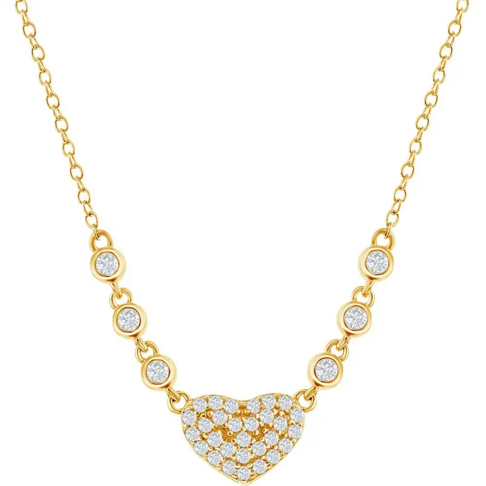 Classic Necklaces Classic Womens Necklace Micro Pave CZ Heart with BezelSet CZ M5104GP Classic Necklaces Classic Womens Necklace Micro Pave CZ Heart with BezelSet CZ M5104GP