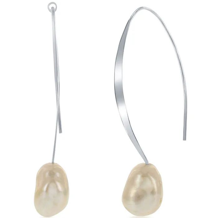 Classic Womens Earrings Sterling Silver White Freshwater Pearl Threader D6774 Classic Earrings Classic Womens Earrings Sterling Silver White Freshwater Pearl Threader D6774 Classic Earrings