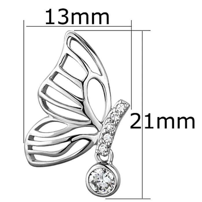 Earrings Alamode 3W618 Rhodium Brass Earrings with AAA Grade CZ in Clear
