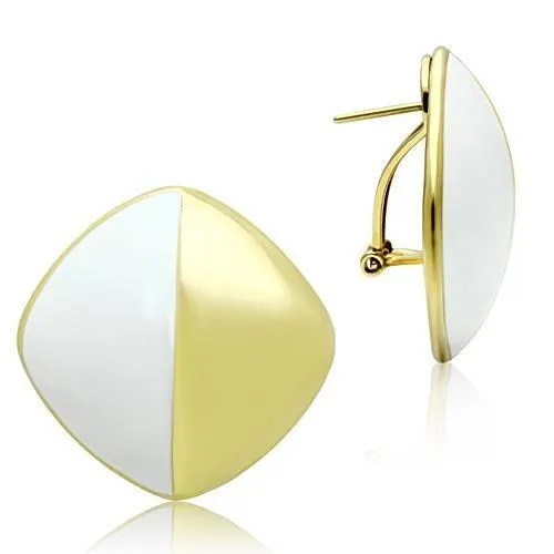 Earrings Alamode GL340 IP GoldIon Plating Brass Earrings with Epoxy in White