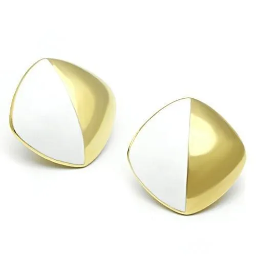 Earrings Alamode GL340 IP GoldIon Plating Brass Earrings with Epoxy in White