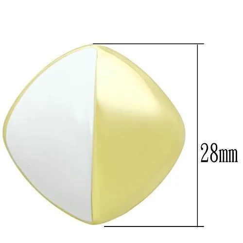 Earrings Alamode GL340 IP GoldIon Plating Brass Earrings with Epoxy in White