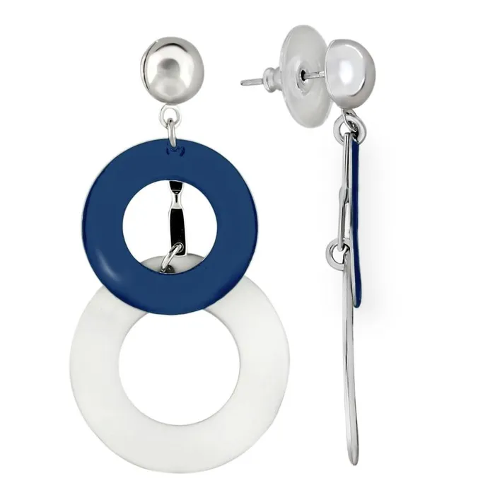 Earrings Alamode LO1207 Rhodium Brass Earrings with No Stone
