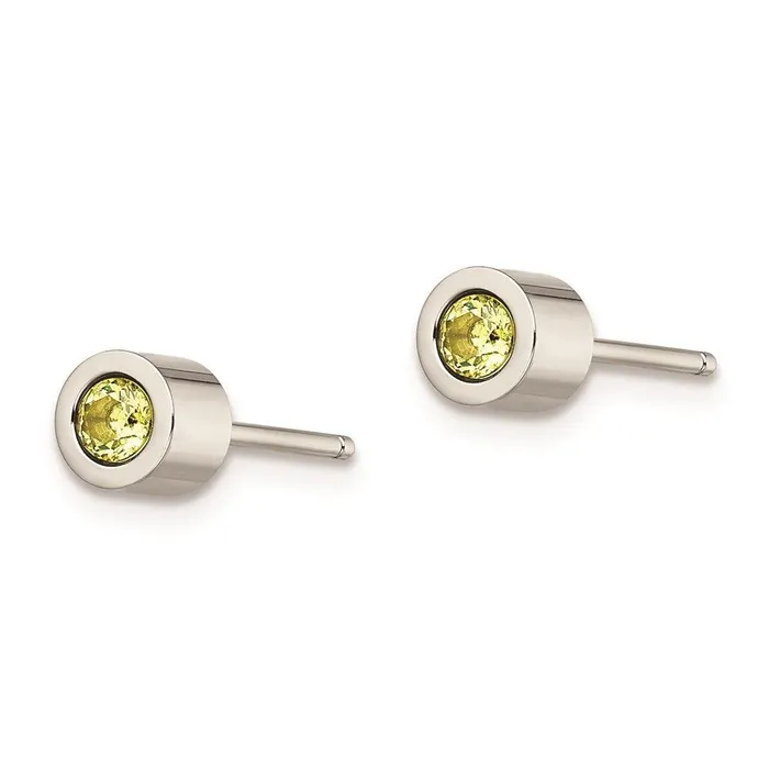 Earrings Chisel Stainless Steel CZ August Birthstone Polished Post Earrings Earrings Chisel Stainless Steel CZ August Birthstone Polished Post Earrings