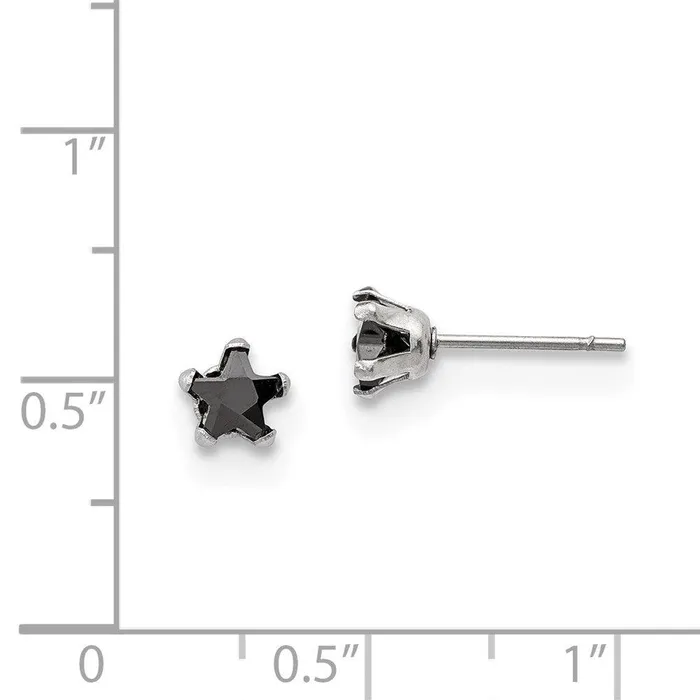 Earrings Chisel Stainless Steel Polished 5mm Black Star CZ Stud Post Earrings Earrings Chisel Stainless Steel Polished 5mm Black Star CZ Stud Post Earrings