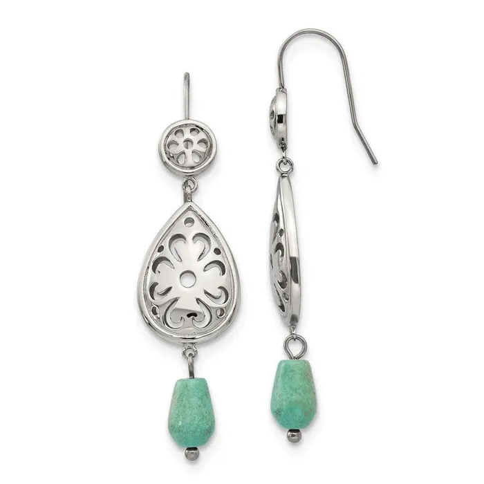 Earrings Chisel Stainless Steel Polished Imi Turquoise Shepherd Hook Earrings Earrings Chisel Stainless Steel Polished Imi Turquoise Shepherd Hook Earrings
