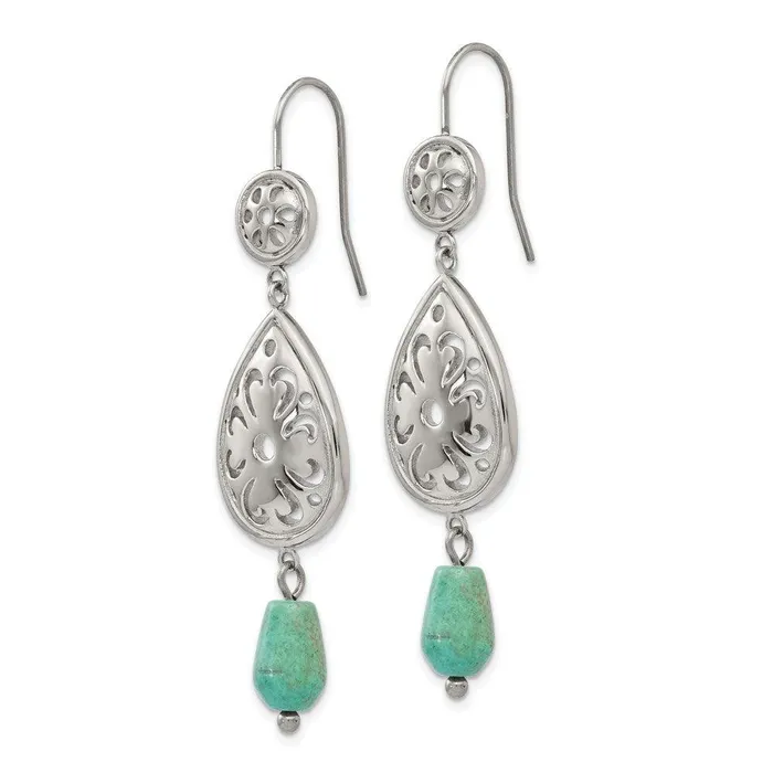 Earrings Chisel Stainless Steel Polished Imi Turquoise Shepherd Hook Earrings Earrings Chisel Stainless Steel Polished Imi Turquoise Shepherd Hook Earrings