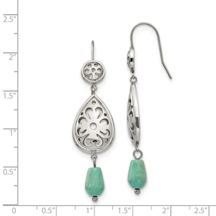 Earrings Chisel Stainless Steel Polished Imi Turquoise Shepherd Hook Earrings Earrings Chisel Stainless Steel Polished Imi Turquoise Shepherd Hook Earrings