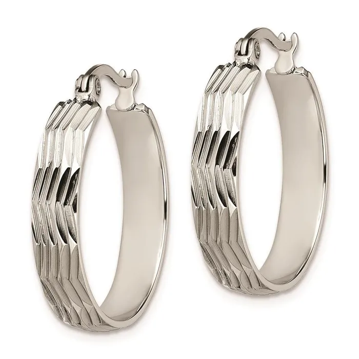 Earrings Chisel Stainless Steel Textured Hoop Earrings Earrings Chisel Stainless Steel Textured Hoop Earrings