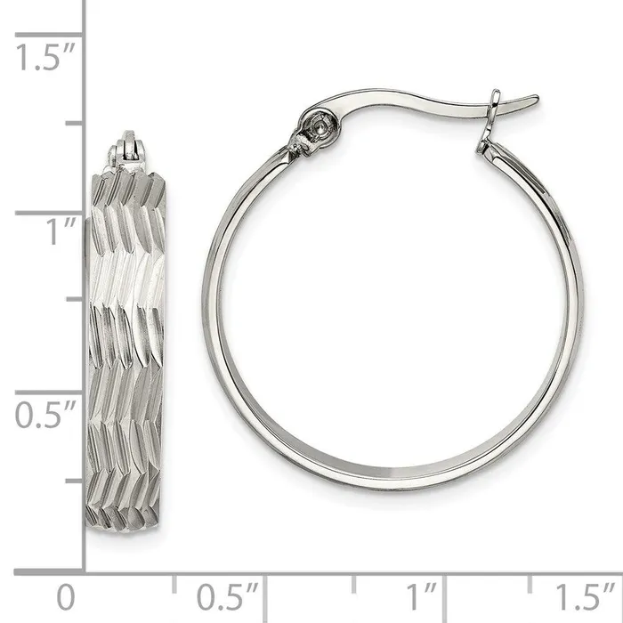Earrings Chisel Stainless Steel Textured Hoop Earrings Earrings Chisel Stainless Steel Textured Hoop Earrings