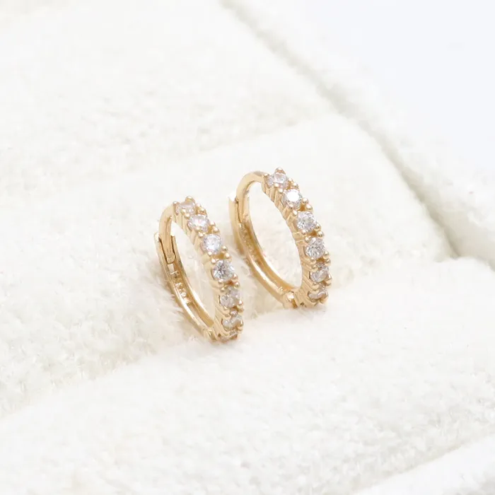 Earrings from J Shop CZ Prongs Setting Huggie Earrings