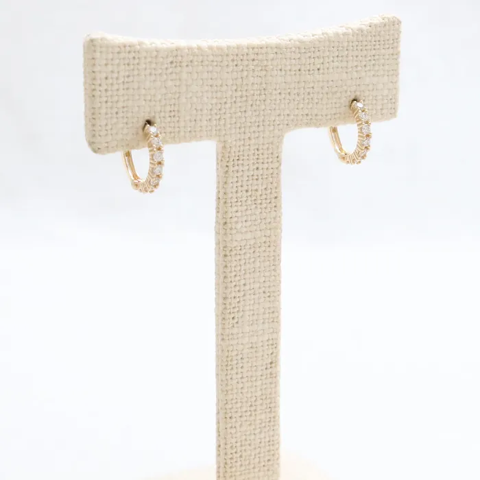 Earrings from J Shop CZ Prongs Setting Huggie Earrings