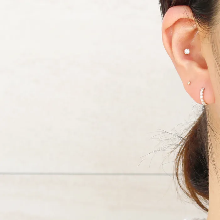 Earrings from J Shop CZ Prongs Setting Huggie Earrings