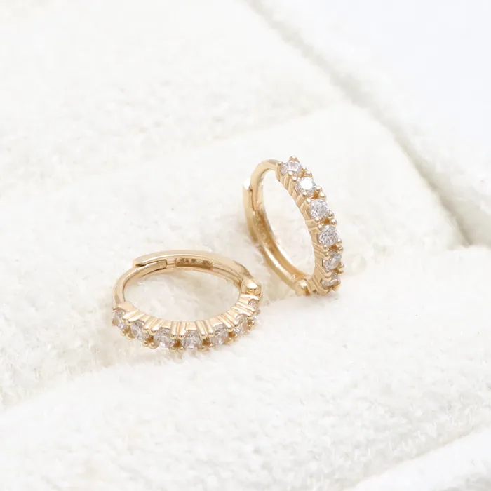 Earrings from J Shop CZ Prongs Setting Huggie Earrings