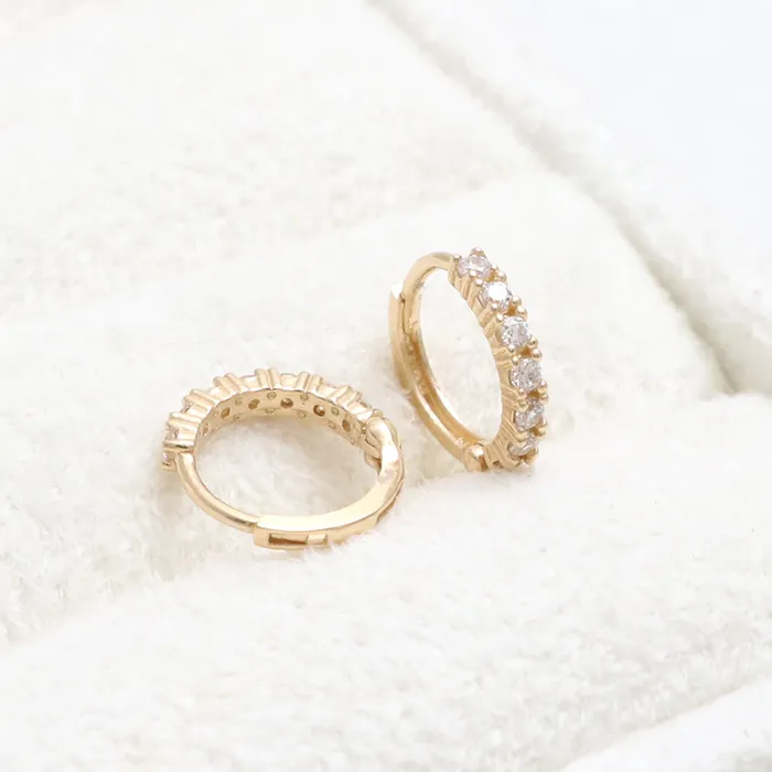 Earrings from J Shop CZ Prongs Setting Huggie Earrings