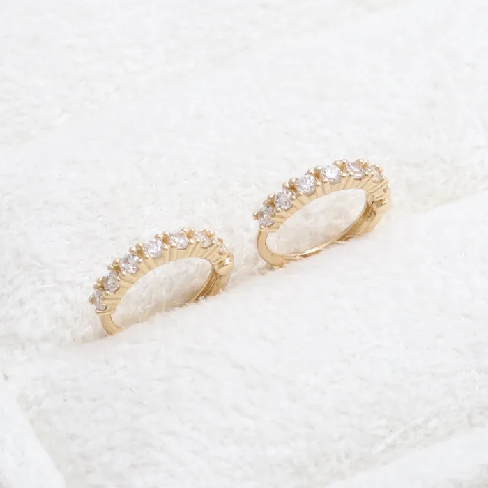 Earrings from J Shop CZ Prongs Setting Huggie Earrings
