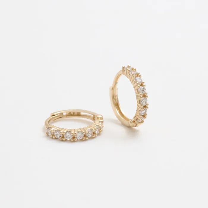 Earrings from J Shop CZ Prongs Setting Huggie Earrings