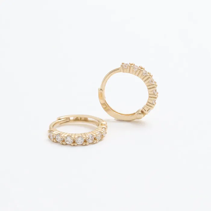 Earrings from J Shop CZ Prongs Setting Huggie Earrings